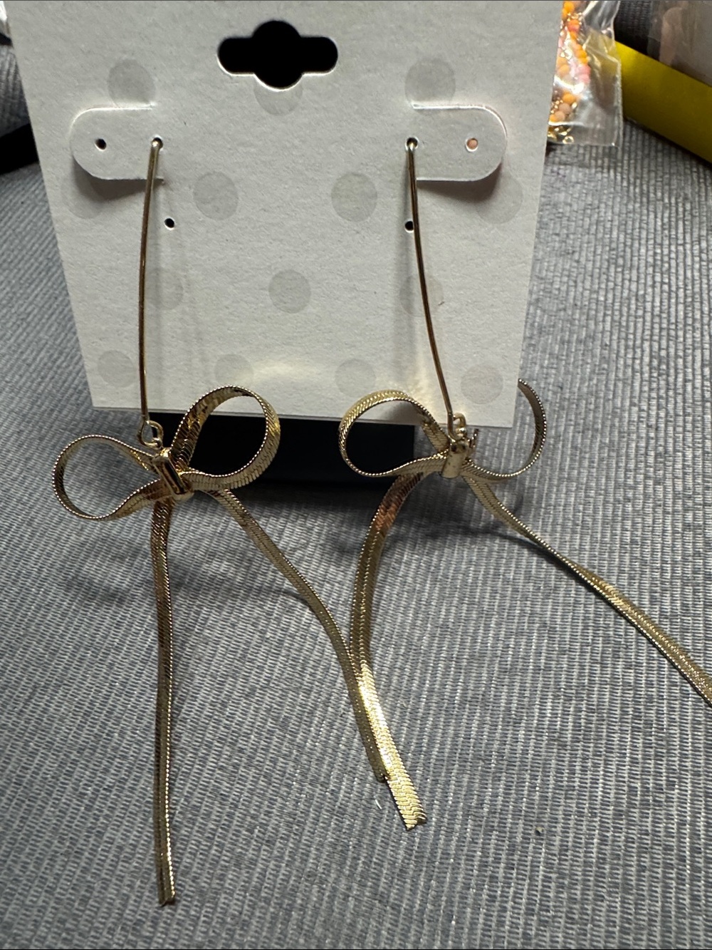 Isaac Mizrahi Gold Tone Ribbon Bow Drop Earrings